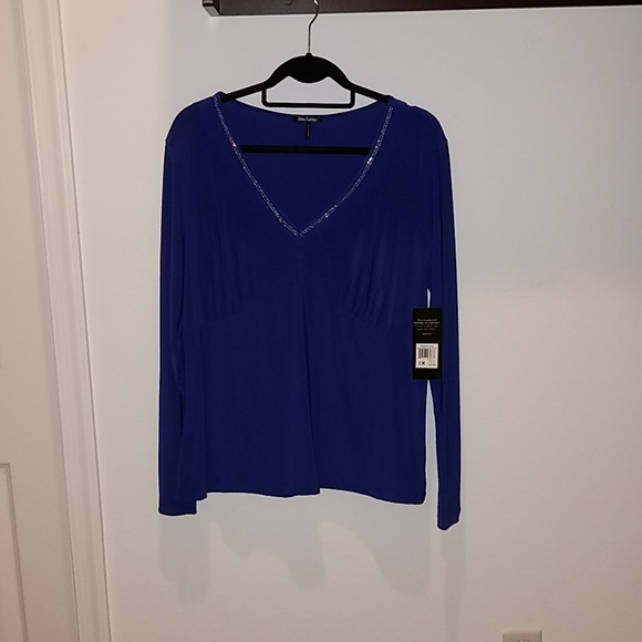 💎NWT! Rhinestone purple blouse. - Picture 2 of 4